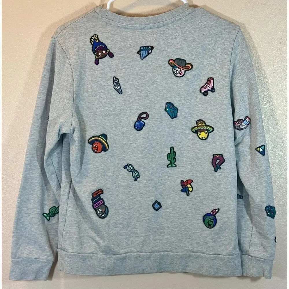 Mira Mikati My Lala Land Limited Cotton Crewneck Patched Pullover Sweater 6US